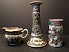 ANTIQUE Chinese 1000 butterfly Pitcher, candle holder and vase, 19th C