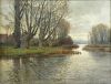 HARDER, Heinrich. Oil on Canvas River Landscape.