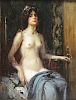 VEITH, Eduard. Oil on Wood Panel. Seated Nude