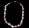 Navajo Coral Turquoise & Tortoise Necklace 1920's
