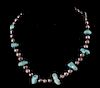 Navajo Turquoise Nugget & Silver Beaded Necklace