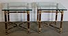 Pair of Vintage Bamboo Side Tables with Glass Tops
