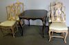 Vintage Leather Top French Style Card Table & 4