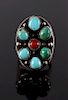 Navajo Turquoise, Coral & Silver Ring