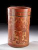 Tall Maya Polychrome Cylinder Vessel