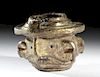 Moche Gilt Copper Mace Head - Janiform Trophy Head