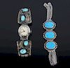 Navajo Sterling Silver Turquoise Bracelet & Watch