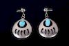 Navajo Sterling & Turquoise Bear Claw Earrings