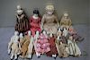 Large Group of Vintage Porcelain Head Dolls with