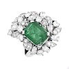 Vintage Emerald, Diamond and Platinum Ring