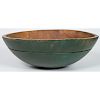 Turned Wood Mixing Bowl in Green Paint