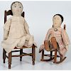 Cloth Dolls and Doll Chairs