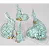 Herend Porcelain Green Fishnet Rabbits