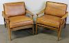 Midcentury Pair of Lounge Chairs with Leather