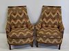 MIDCENTURY. Pair Of Upholstered High Back Chairs.