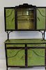 French Antique Iron And Wood 2 Piece Cabinet