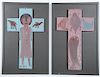 Mose Tolliver (1925-2006) Two Painted Crosses