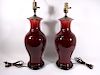 Pair of Oxblood Vases as Lamps.