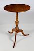 Late 18th Century Burlwood Dodecagon Top Tripod Candlestand Ending in Snake Feet
