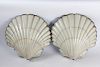 Pair of 19th Century French Porcelain Enamel Scallop Shell Seafood Restaurant Advertising Trade Signs