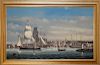 Salvatore Colacicco Oil on Board "Nantucket Harbor as Depicted in the 1850s"