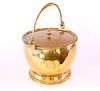 English Brass Round Covered Ash Bucket