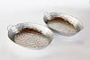 Pair of Polished Aluminum Oval Basket Motif Two-Handle Serving Bowls