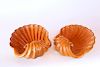 Pair of Carved Wood Scallop Shell Ornaments