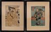 Two Japanese Woodblock Prints by Toyokuni and
