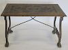 Antique Continental  Carved Trestle  Table.