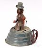 Painted tin monkey tipping hat steam toy accessory