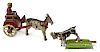 Two tin lithograph goat penny toys