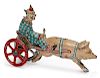 German tin lithograph clown and pig penny toy