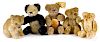 Five miniature mohair teddy bears