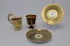 (2) Antique Gilt Porcelain Cups and Saucers, Signd