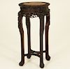 19TH C. CHINESE HARDWOOD MARBLE TOP STAND