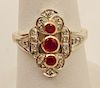 18K DIAMOND AND RUBY LADY'S RING