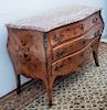 LOUIS XV STYLE MARQUETRY INLAID M/TOP COMMODE