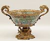 FRENCH BRONZE MOUNTED PORCELAIN COMPOTE