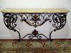 FRENCH  MARBLE TOP WROUGHT IRON CONSOLE TABLE