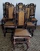 MATCHED SET OF 12 EUROPEAN OAK AND CANE CHAIRS