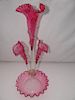 FRENCH CRANBERRY GLASS EPERGNE