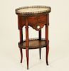 LOUIS XV STYLE 2 TIER MAHOGANY OVAL M/TOP STAND