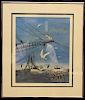 "Shrimpers Anchored in Gulf" Signed Print