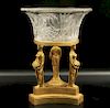 FRENCH EMPIRE GILT BRONZE AND CRYSTAL COMPOTE