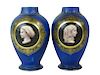 French Gilt Painted Numbered Portrait Vases