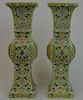 Pair of Chinese Porcelain Yellow Ground Vases