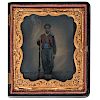 Sixth Plate Civil War Tintype of an Armed Zouave