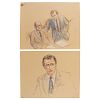 Joan Andrew, Washington Post and CNN Sketch Artist, Twelve Original Sketches of the 1984 United States Senate