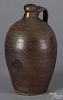 North Carolina salt glazed stoneware jug, ca. 1840, Randolph Co., Piedmont, 12 1/4'' h.